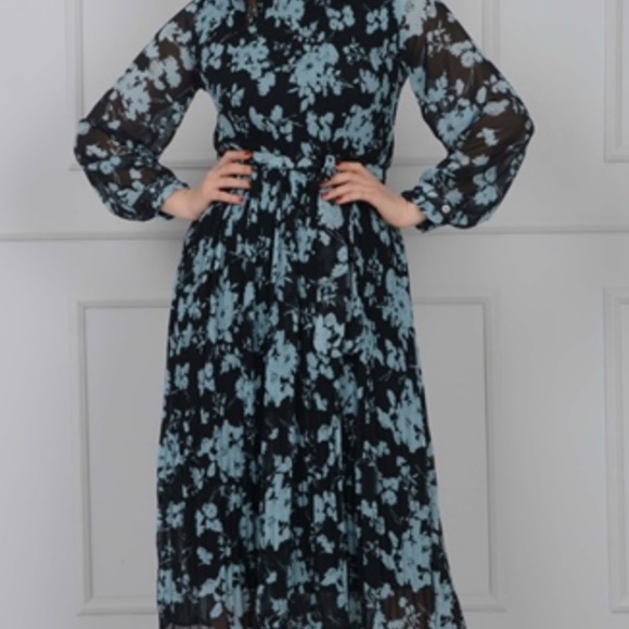 Zara Chiffon Pleated Midi Dress Sz. L - Picture 3 of 6